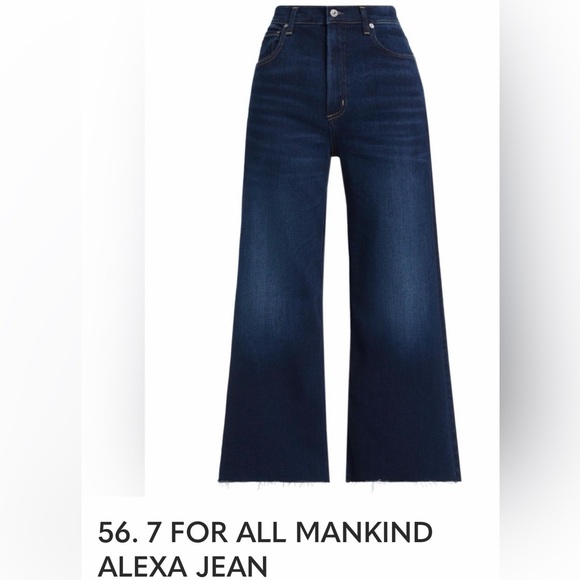7 For All Mankind Denim - 7 For All Mankind Cropped Alexa Wide-Leg Dark Indigo Jeans